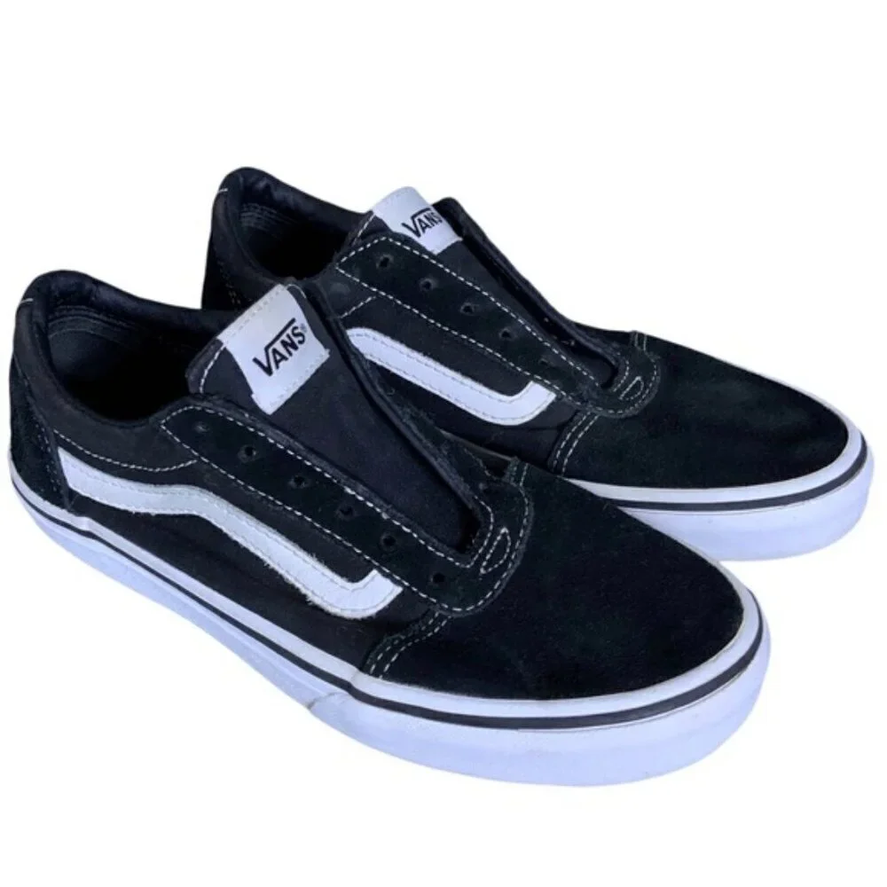 VANS Old Skool Suede Low Skate Sneakers Lace Up Off The Wall Black/White Sz 5
